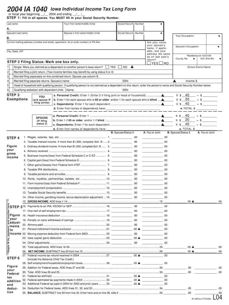  Iowa Tax Forms 2004