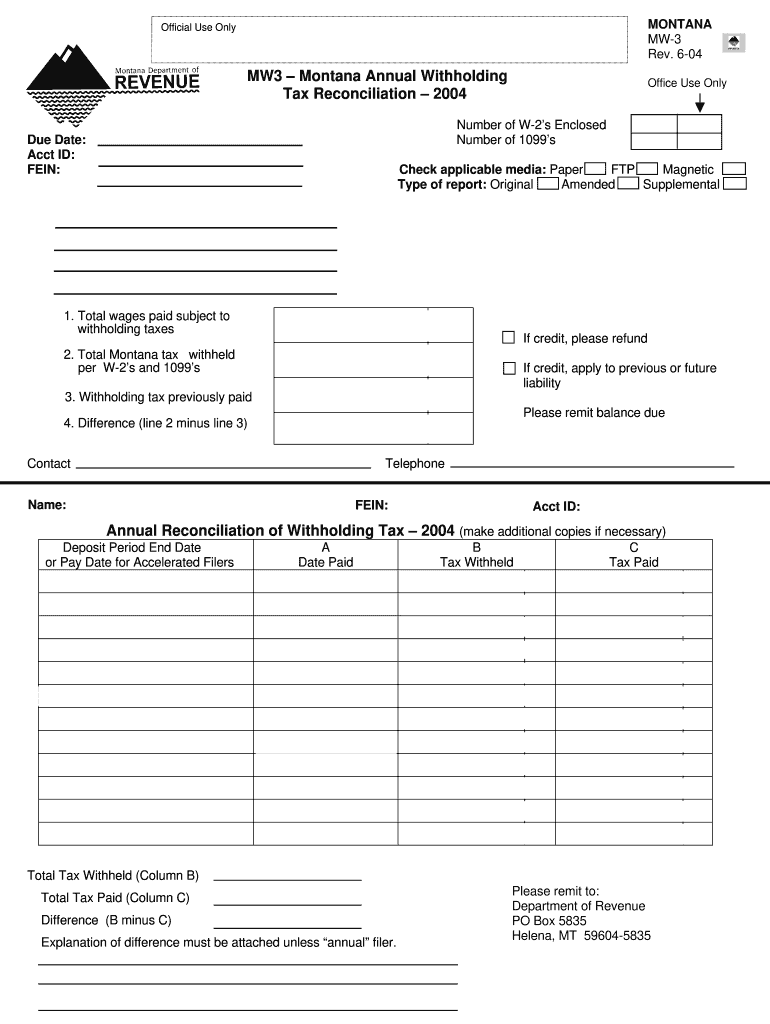 Montana Mw3  Form