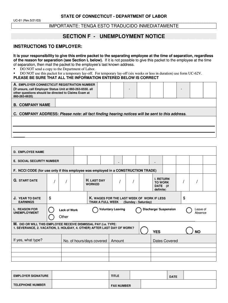 Uc 61 Ct Form Fill Out And Sign Printable Pdf Template Signnow 