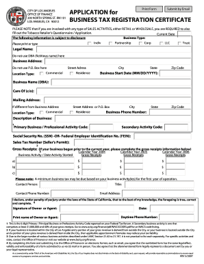 Tax Registration Certificate  Form