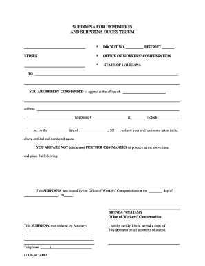 Subpoena Duces Tecum Template  Form