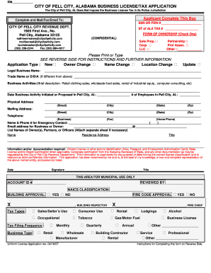 Pell City Business License  Form