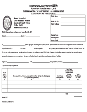 Report of Unclaimed Property ST77 Ott Ct Gov  Form