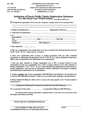 Purely Public Charity Registration Form
