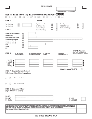  Rct101 Pa Form 2008