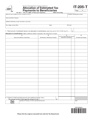 Get and Sign Form it 205 T Allocation of Estimated Tax Payments to 2020