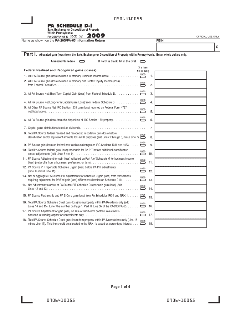  PA Schedule D PA 20SPA 65 D FormsPublications 2020