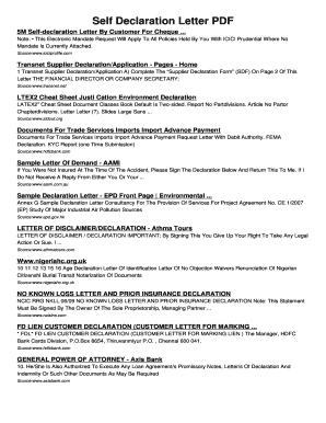 Self Declaration Letter Format for Medical Insurance