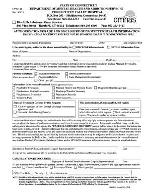 CONNECTICUT VALLEY HOSPITAL Ct  Form
