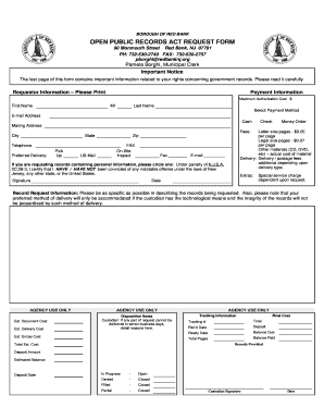 OPRA Request Form Borough of Red Bank Redbanknj