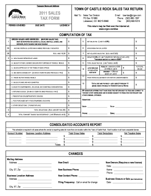 Castle Rock Sales Tax Online  Form