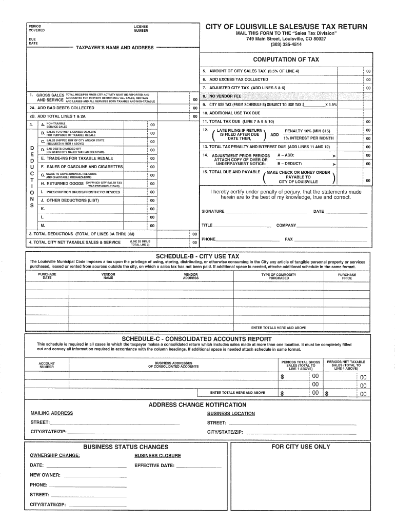 City of Louisville Tax Form