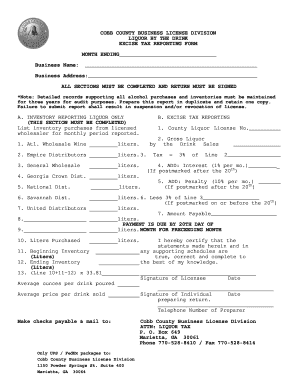 Drink Excise Form