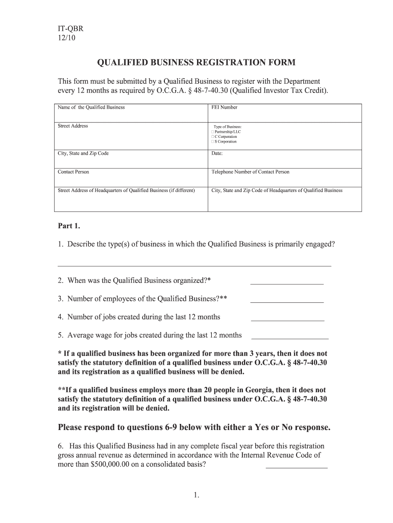  Form it QBR Qualified Business Registration Form 12 2 2013