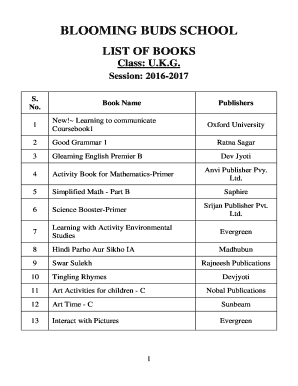 Blooming Buds English Book PDF  Form