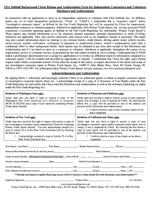 Usa Softball Background Check Release Form