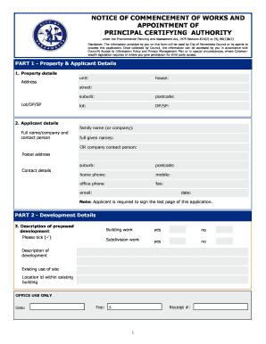 Notice of Commencement of Work Form City of Parramatta