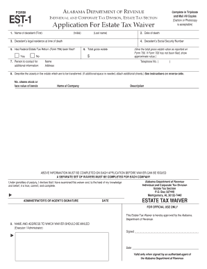  Alabama Inheritance Tax Waiver Form 2014-2024