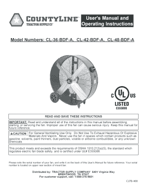 County Line Fan Replacement Parts  Form