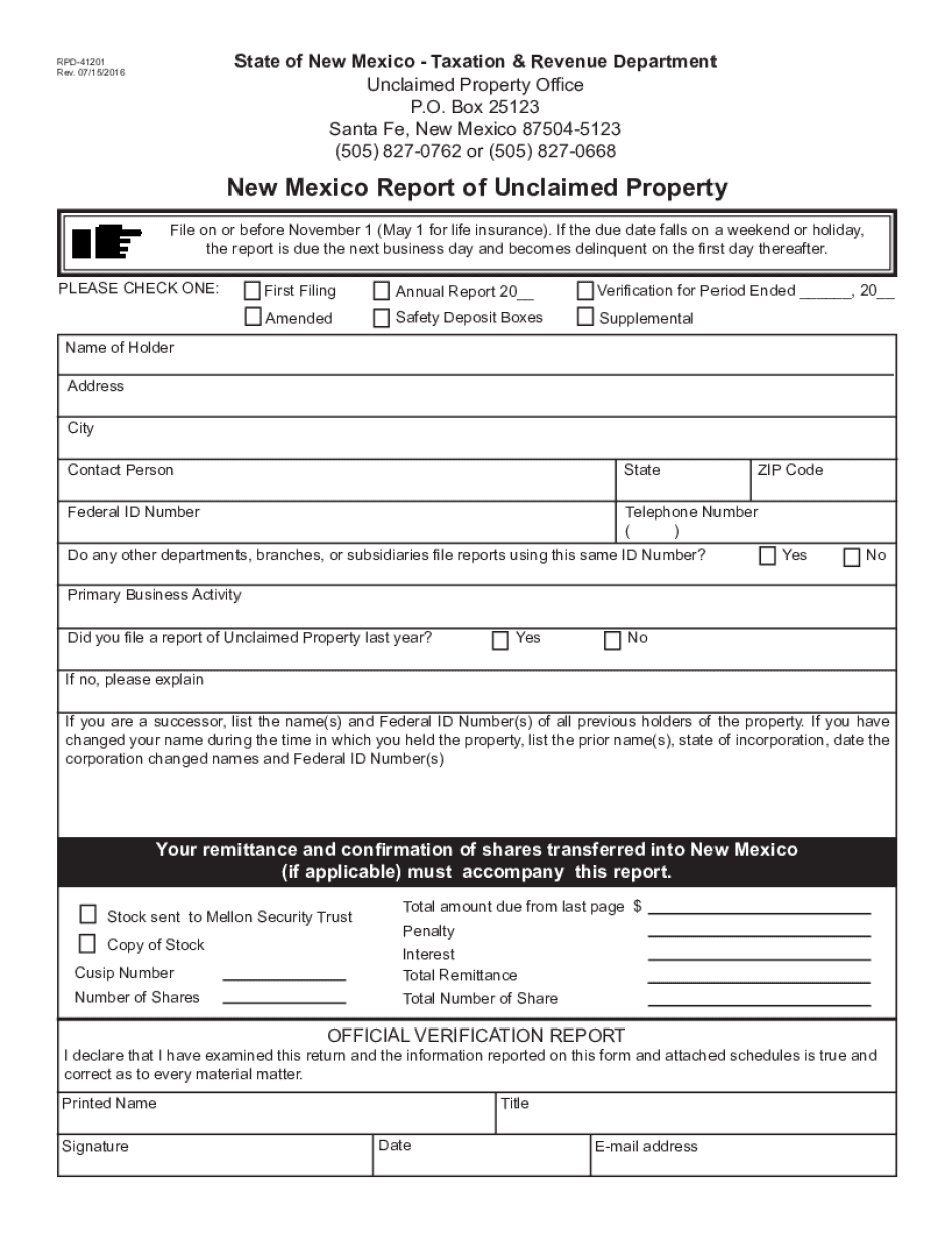  State of New Mexico Taxation &amp; Revenue Department 2016-2024