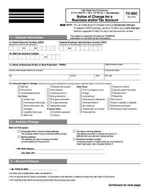  TC 69C Notice of Change for a Tax Account Forms & Publications 2015