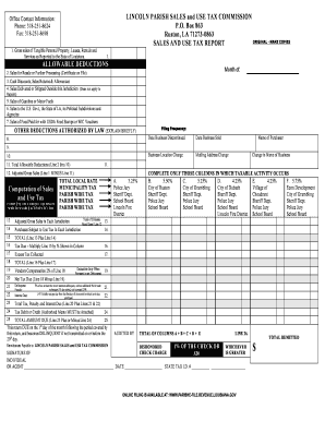 Lincoln Parish Sales Tax  Form