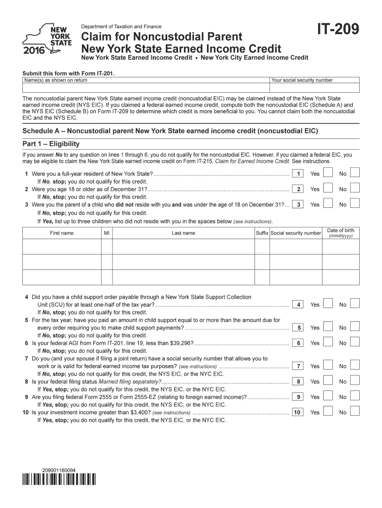 New York State Earned Income Credit New York City Earned Income Credit  Form