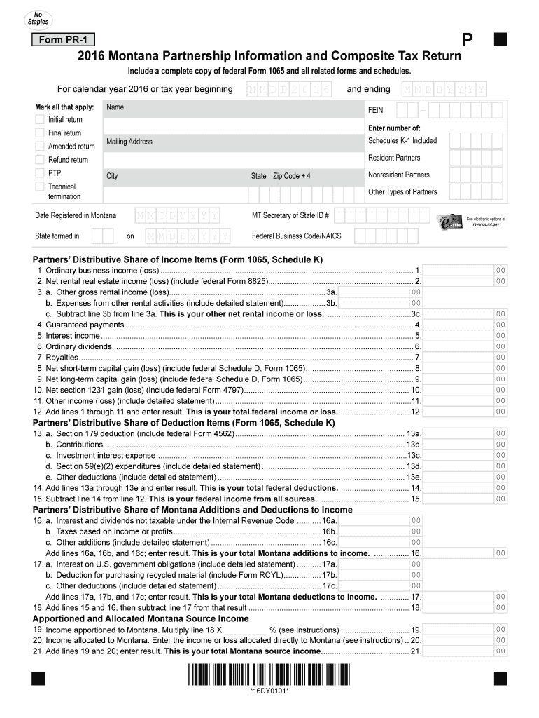  Montana Form Pr 1 2016