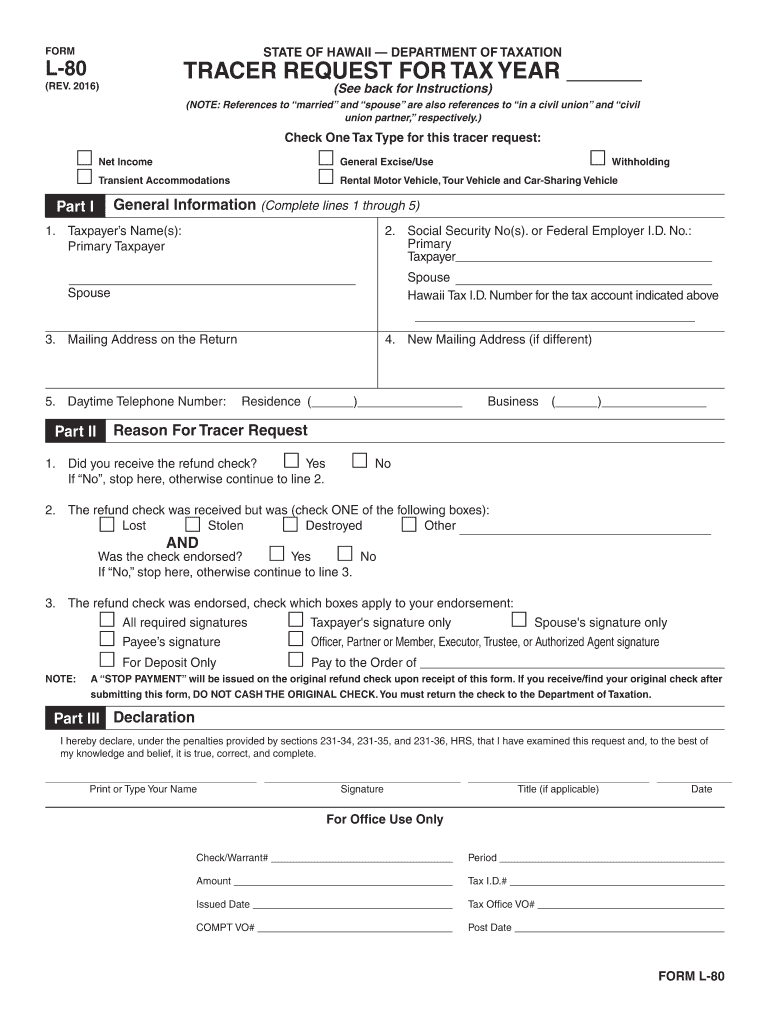  Form L 80 Rev Tracer Request for Tax Year Forms 2019