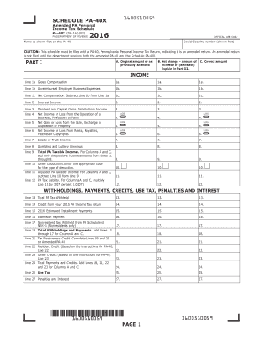 Schedule PA 40X Amended PA Personal Income Tax Schedule PA 40X FormsPublications