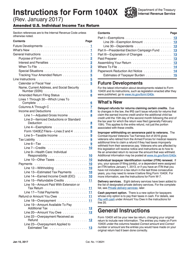  Form 1040x Instructions 2017