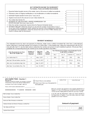  Form 770ES Viriginia Estimated Tax Payment Vouchers for Estates, Trusts and Unified Nonresidents Form 770ES Viriginia Estimated  2017