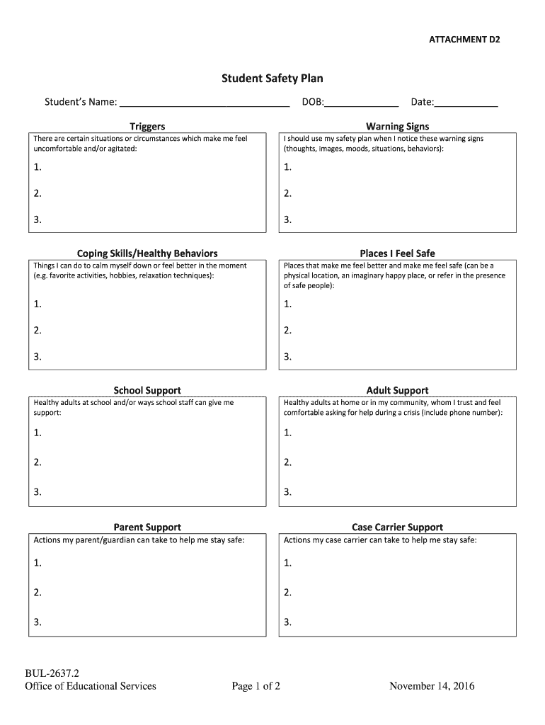 Student Safety Plan Template  Form