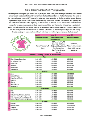 Consignment Pricing Guide  Form