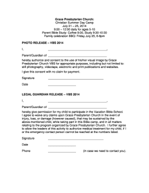 VBS Waiver Form Revised DOC Graceorleans