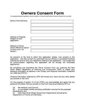 Owners Consent Form
