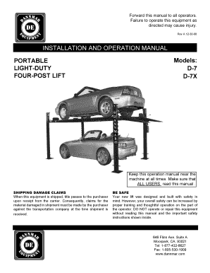 INSTALLATION and OPERATION MANUAL Dannmar  Form