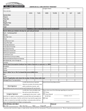 Caregivers America Timesheet  Form