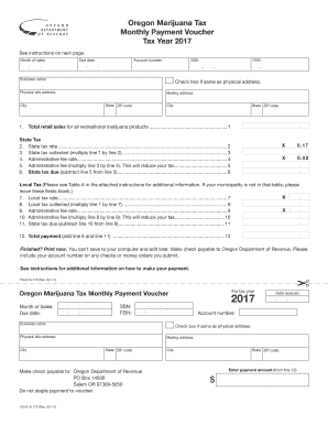 Oregon Marijuana Tax Monthly Payment Voucher, 150 610 172 Oregon  Form