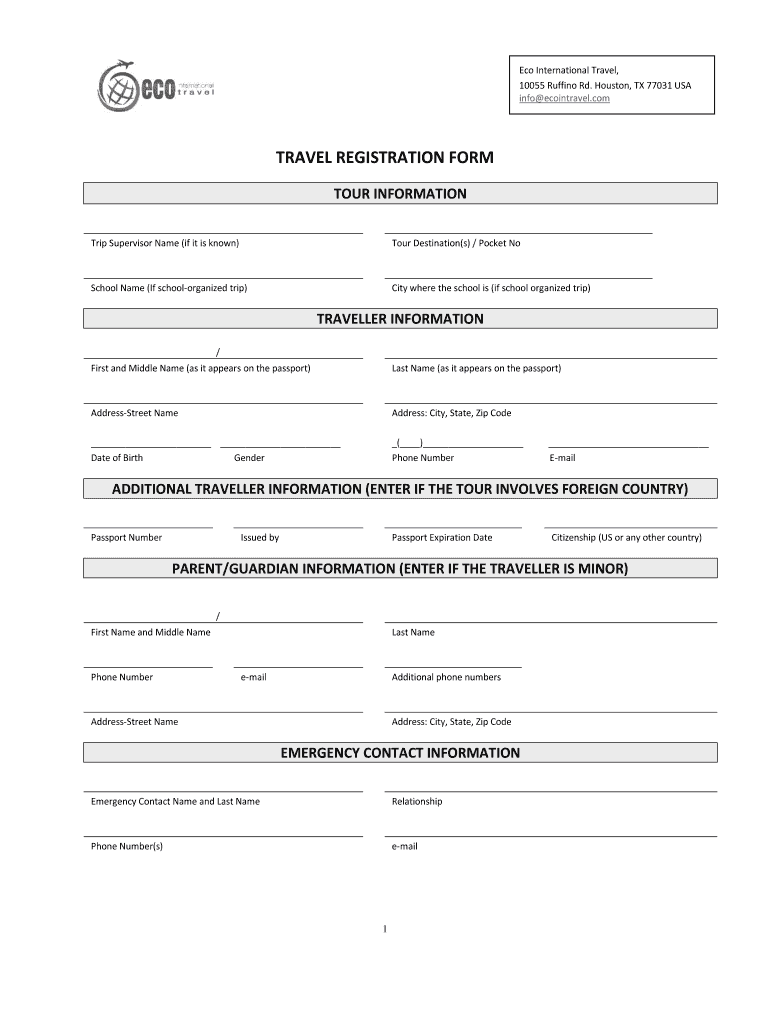 Travel Registration Form