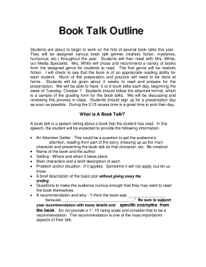 Book Talk Examples  Form
