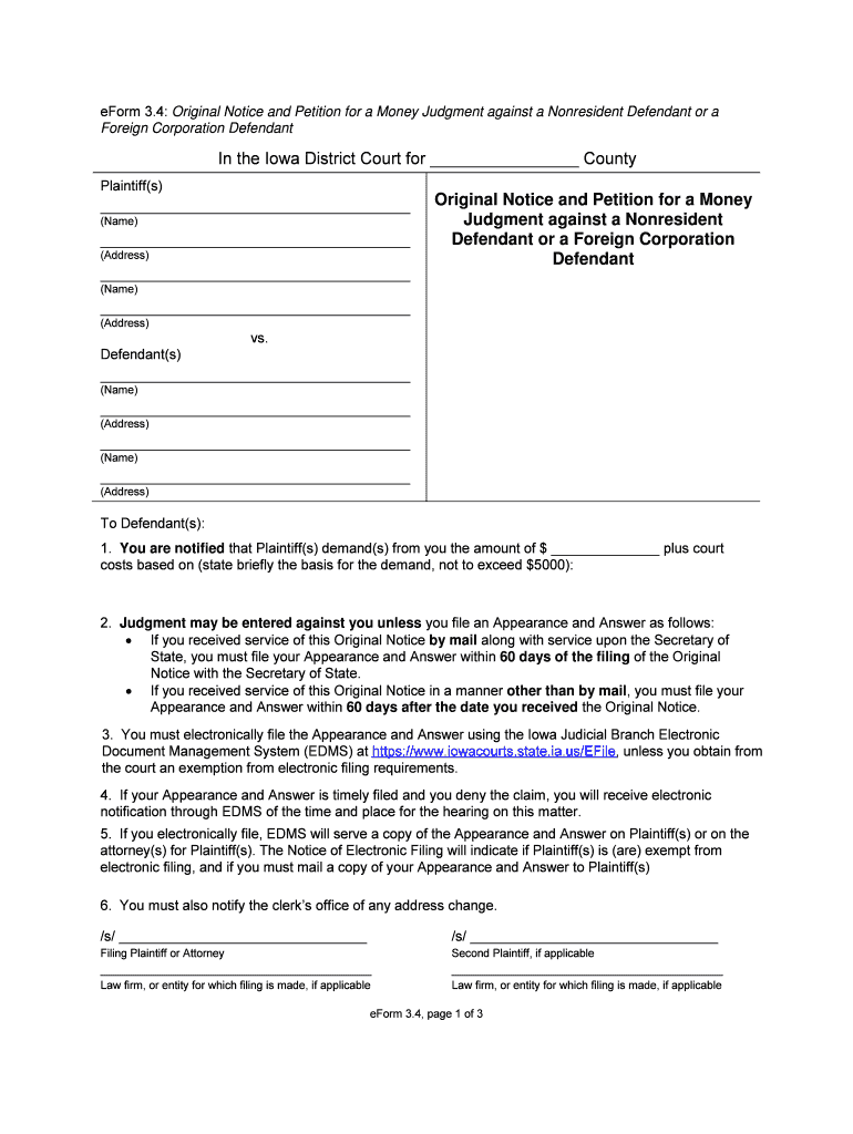 EForm 3 4 Iowa Judicial Branch Iowacourts