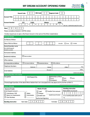 My Dream Account  Form