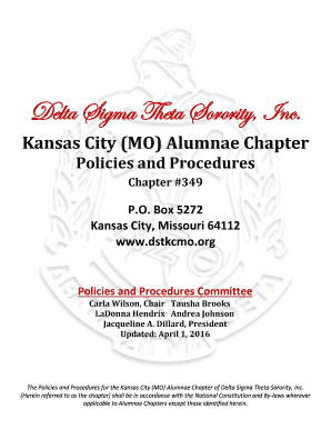 Delta Sigma Theta Policies and Procedures  Form