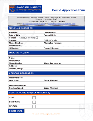 Amboseli Institute Fees Structure  Form