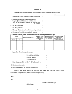 Application for Shortage of Attendance  Form
