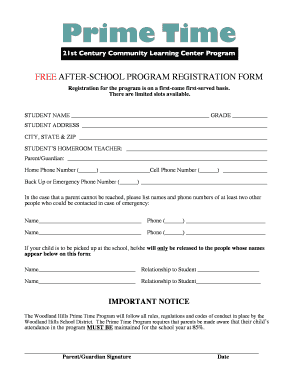 Program Registration  Form