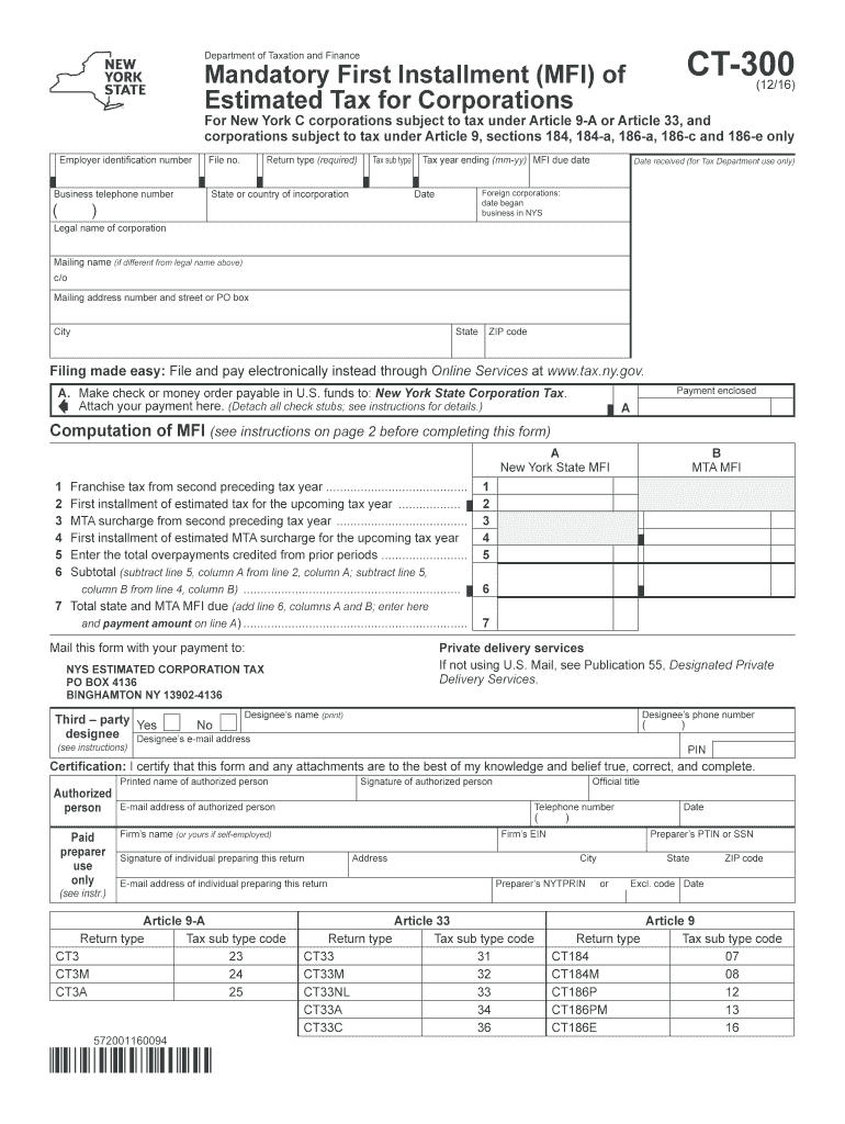  Form CT 300 Tax Ny 2021