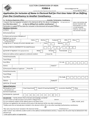 Application for Inclusion of Name in Electoral Roll for Eci Nic  Form