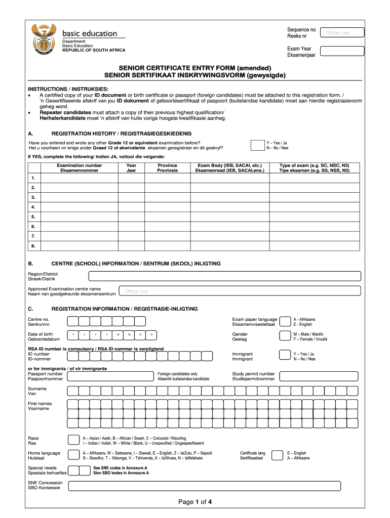 How Does Amended Senior Certificate Look Like  Form